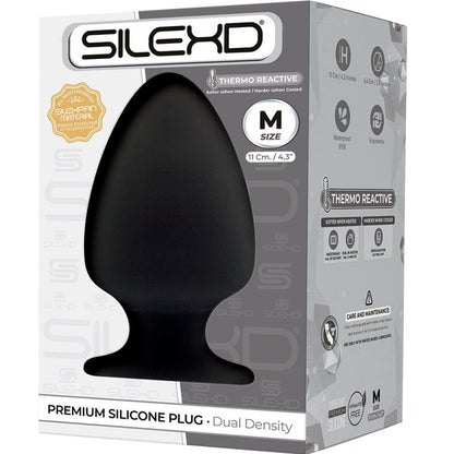 Close-up do SILEXD Plug Anal Premium Silexpan Termoreativo Tamanho M, mostrando a textura suave do silicone.