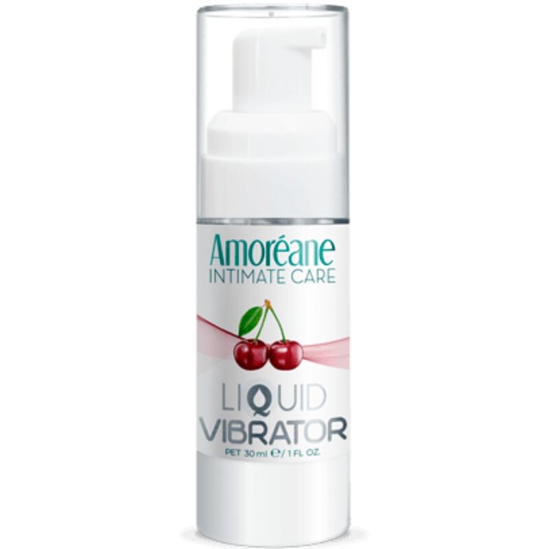 AMOREANE Gel Vibratório Líquido Sabor Cereja 30 ML, para sensações intensas e prazer oral.