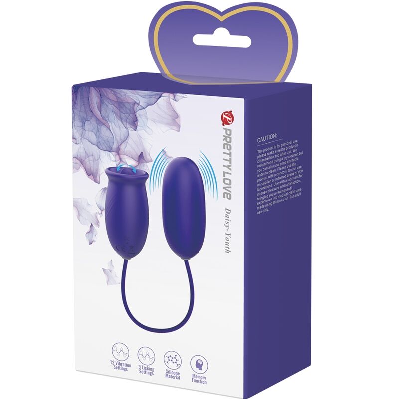 Close-up do Estimulador Vibrador PRETTY LOVE Daisy Youth Violet, mostrando seu design ergonômico e cor.