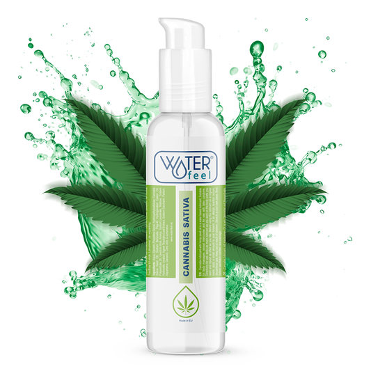 Frasco do lubrificante WATERFEEL de Cannabis 150ml, à base de água, para prazer e massagem.