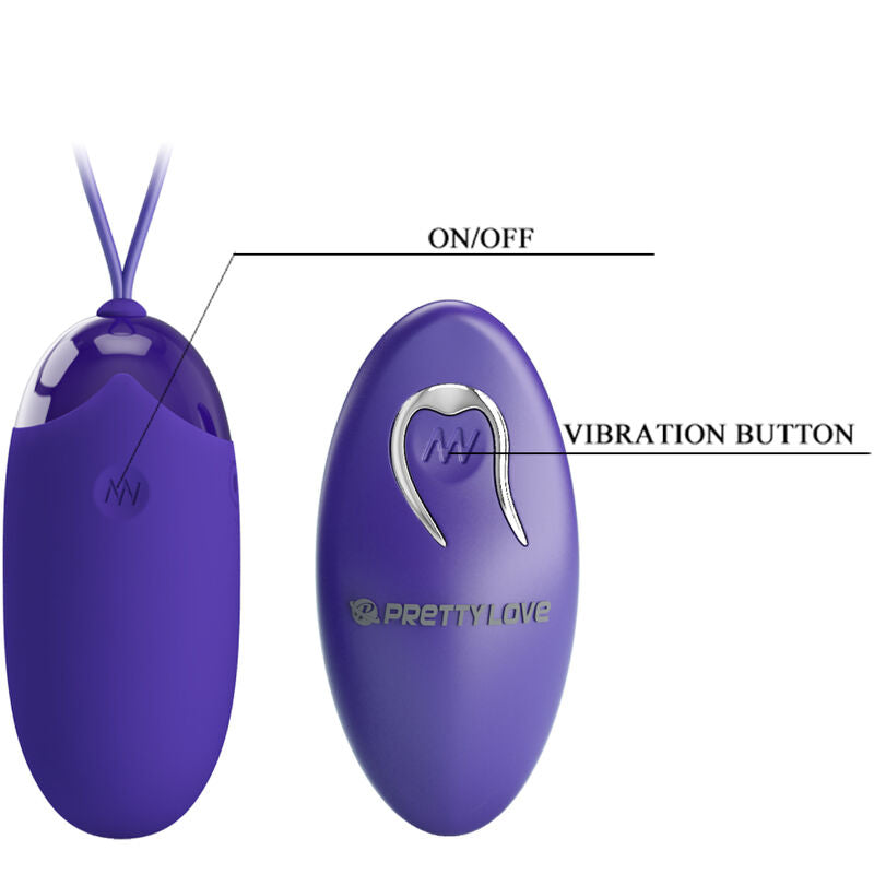 PRETTY LOVE Ovo Vibratório com Controlo Remoto Berger Youth Violeta, ideal para prazer discreto.