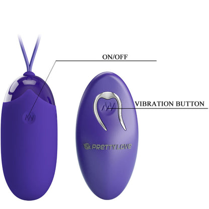 PRETTY LOVE Ovo Vibratório com Controlo Remoto Berger Youth Violeta, ideal para prazer discreto.