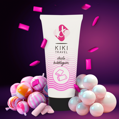 KIKÍ TRAVEL Lubrificante Goma Morango 50ml, embalagem e textura do produto