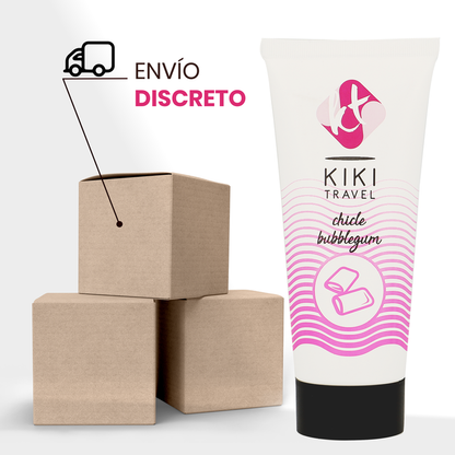 KIKÍ TRAVEL Lubrificante Goma Morango 50ml, embalagem e textura do produto