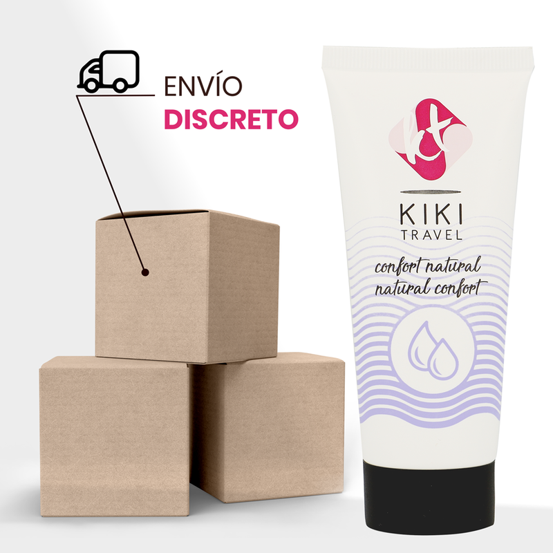 Embalagem do Lubrificante Natural KIKÍ TRAVEL 50 ML com design elegante.