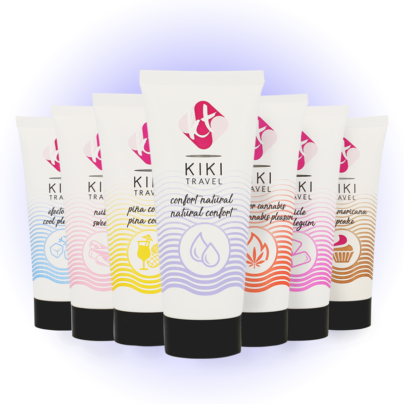 Embalagem do Lubrificante Natural KIKÍ TRAVEL 50 ML com design elegante.