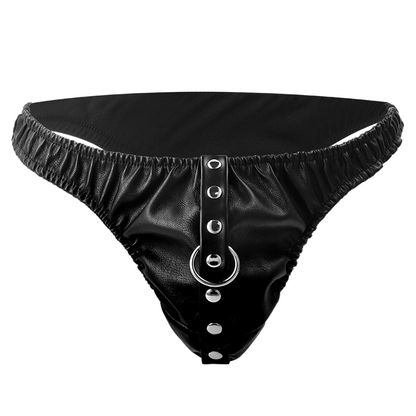 Tanga de Submissão Darkness com corrente de metal e couro vegano