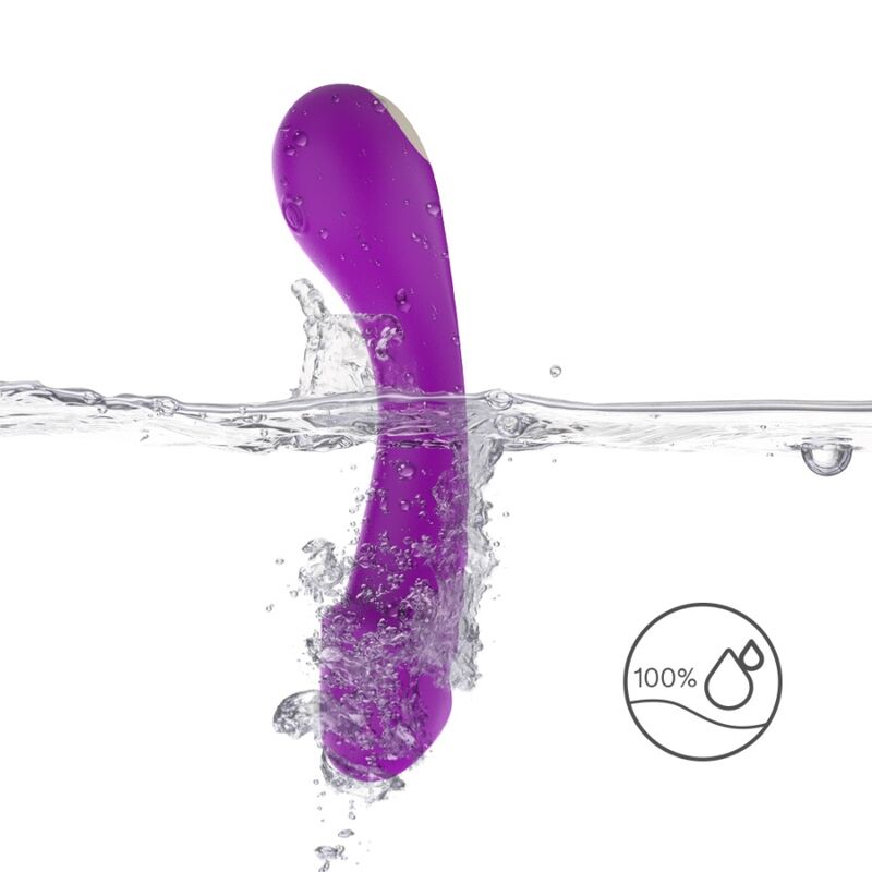 Vibrador ARMONY Ponto G em silicone roxo, detalhe da curvatura ergonómica e superfície lisa.