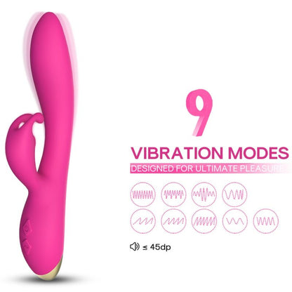 Vibrador Coelho ARMONY Bonnie Fúcsia com 9 modos de vibração para estimulação dupla.