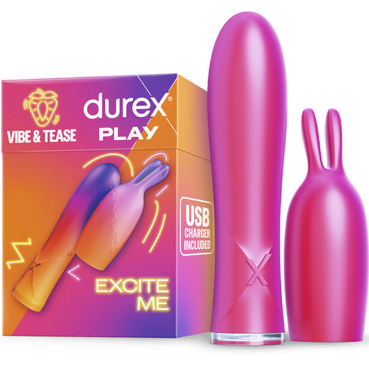 Vibrador DUREX Vibe & Tease Bunny multivelocidade com ponta estimuladora.