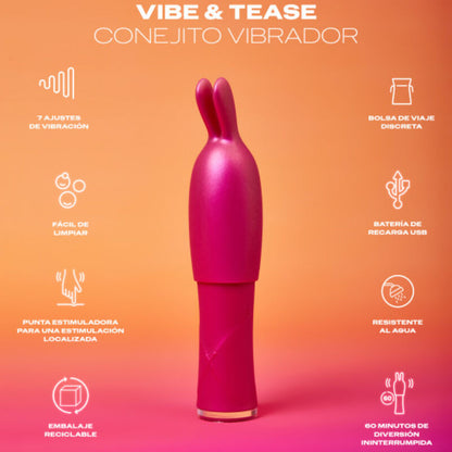 Vibrador DUREX Vibe & Tease Bunny multivelocidade com ponta estimuladora.
