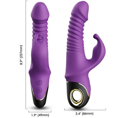 Vibrador Dildo Coelho ARMONY roxo em silicone médico com estimulador clitoriano e design ergonómico.