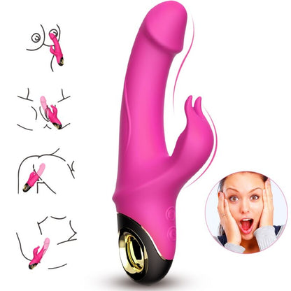 Vibrador ARMONY Meteror Coelho Rotator Fúcsia, mostrando o design ergonómico e estimulador clitoriano.