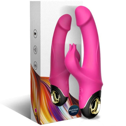 Vibrador ARMONY Meteror Coelho Rotator Fúcsia, mostrando o design ergonómico e estimulador clitoriano.