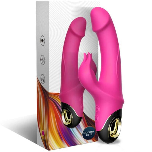 Vibrador ARMONY Meteror Coelho Rotator Fúcsia, mostrando o design ergonómico e estimulador clitoriano.