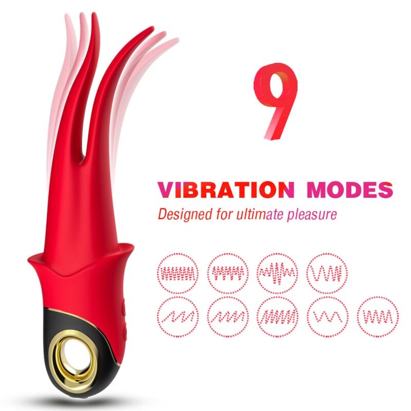 Vibrador ARMONY Shadow Dupla Cabeça Vermelho, silicone macio e design ergonómico