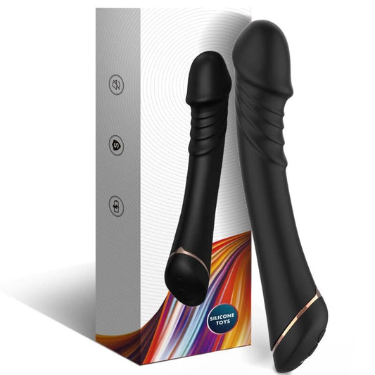 Close-up of the ARMONY Dildo Vibrador Silicone Preto, showing its realistic design and smooth texture.