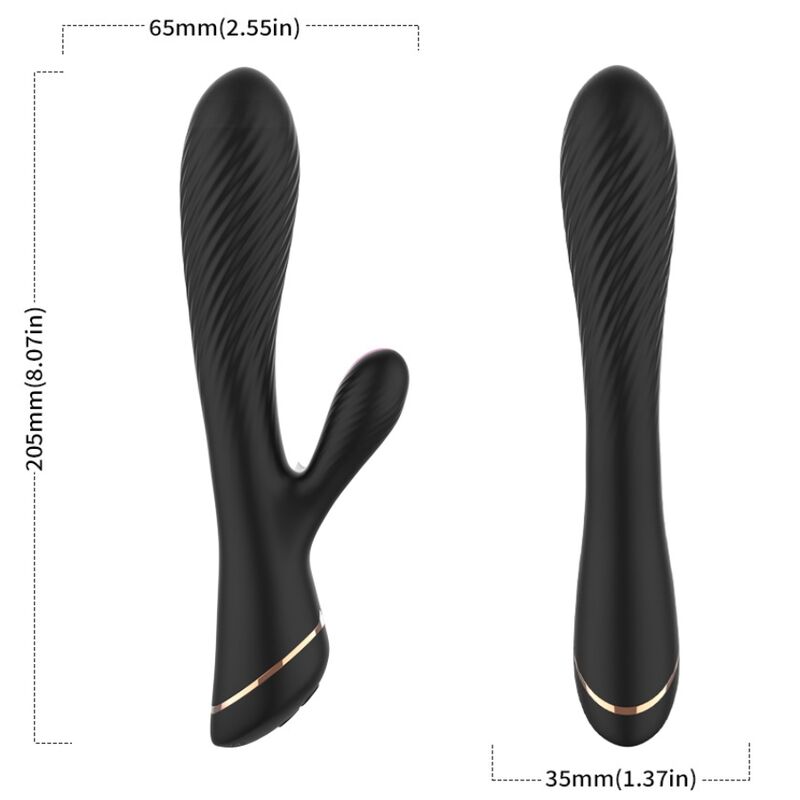 Vibrador Coelho ARMONY de silicone premium com estimulador, cor preta