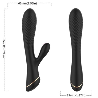Vibrador Coelho ARMONY de silicone premium com estimulador, cor preta