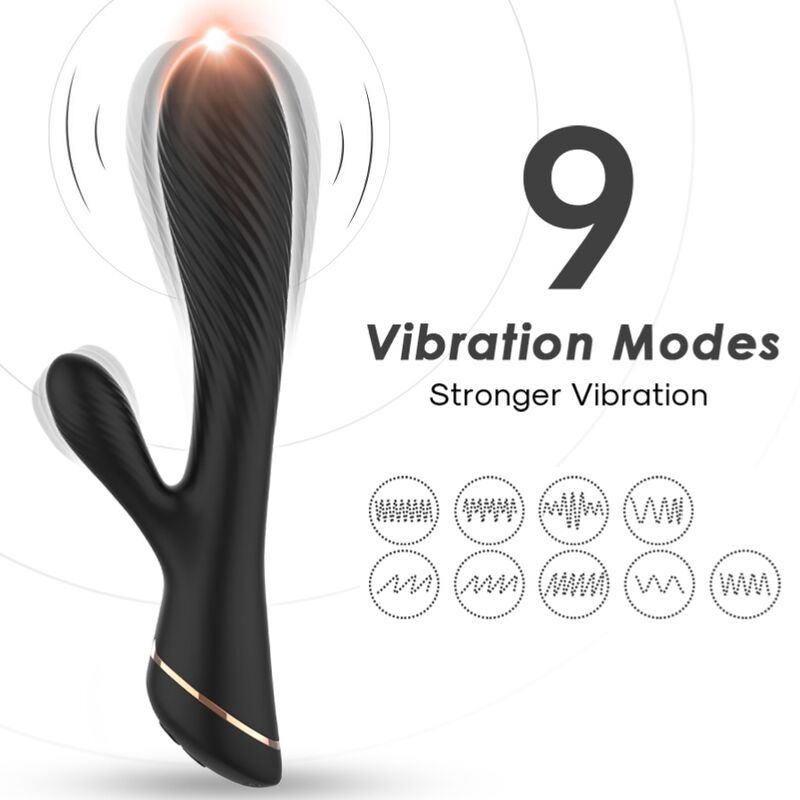 Vibrador Coelho ARMONY de silicone premium com estimulador, cor preta