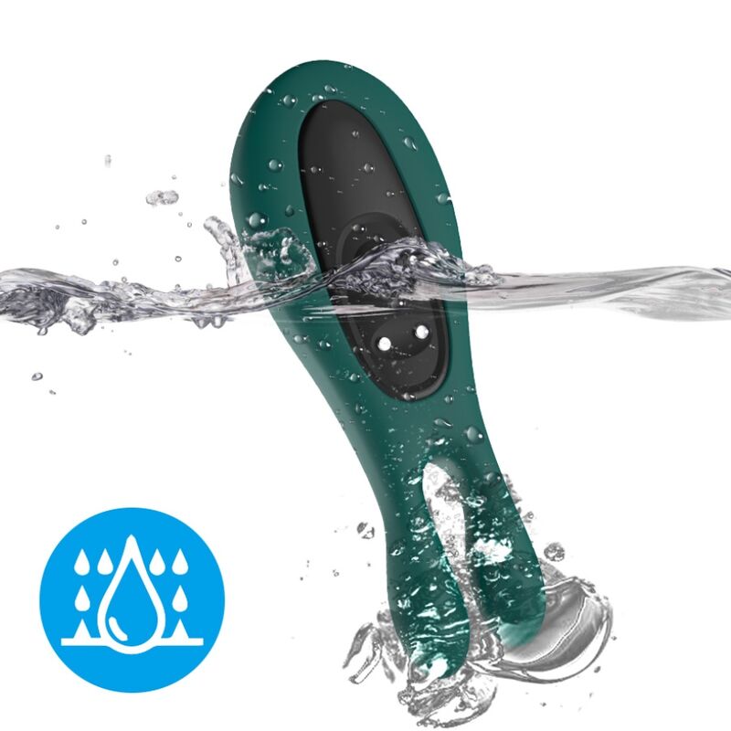 Vibrador Coelho ARMONY Destacável Verde mostrando o design ergonómico, estimulador clitoriano e material de silicone seguro.