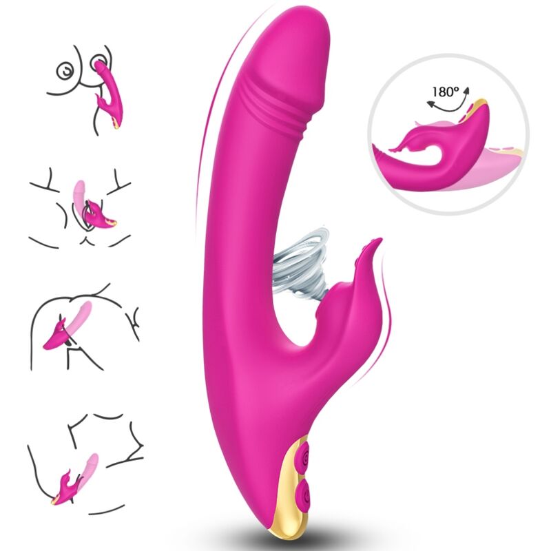 Detalhe do Vibrador ARMONY Love Clitoris & Ponto G Fúcsia, destacando seu design ergonômico e material de silicone.