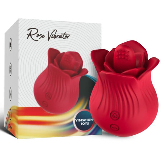 Vibrador e Estimulador Clitoriano ARMONY Rosa Vermelho com design floral e sucção
