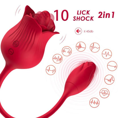 Close-up of the ARMONY Vibrador Aspirador Clitoriano Rosa com Cauda Vibratória, showing its rose shape and silicone texture.