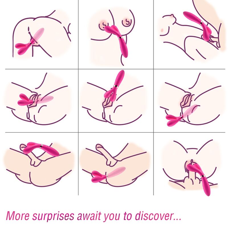 Close-up of the ARMONY Massageador Y-Wand Vibrador Dupla Cabeça Fúcsia, highlighting its flexible design and silicone material.