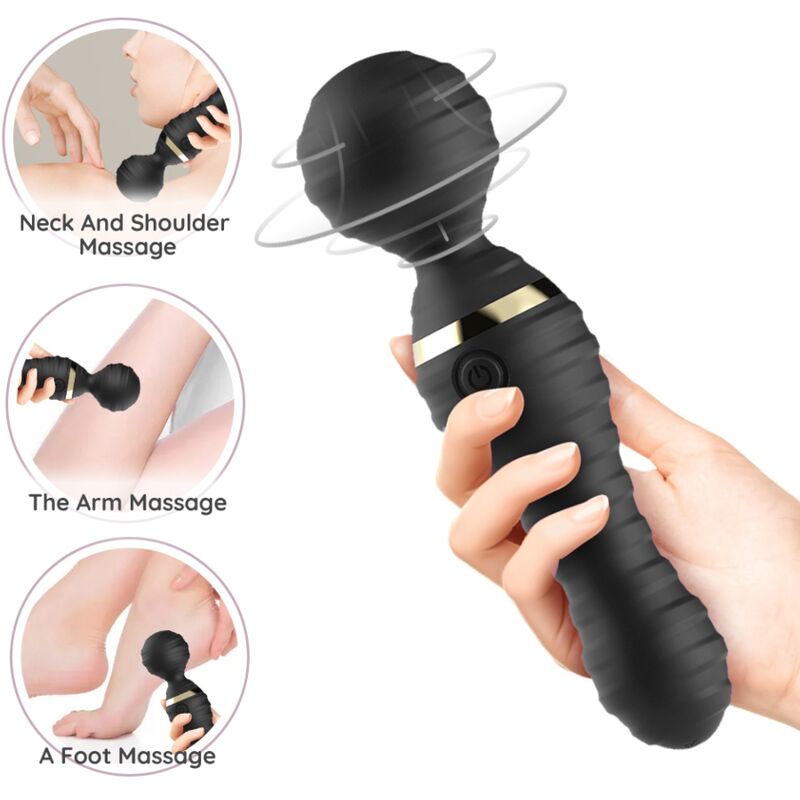 Close-up do ARMONY Massageador Vibrador Freedo Pequeno Preto, destacando seu design ergonômico em silicone.