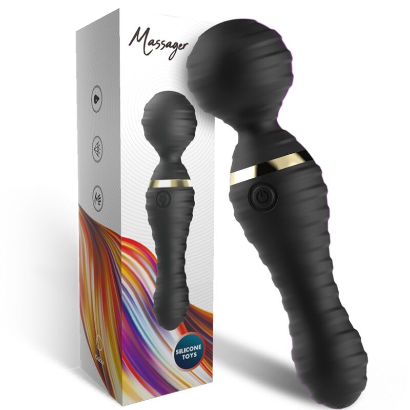 Close-up do ARMONY Massageador Vibrador Freedo Pequeno Preto, destacando seu design ergonômico em silicone.