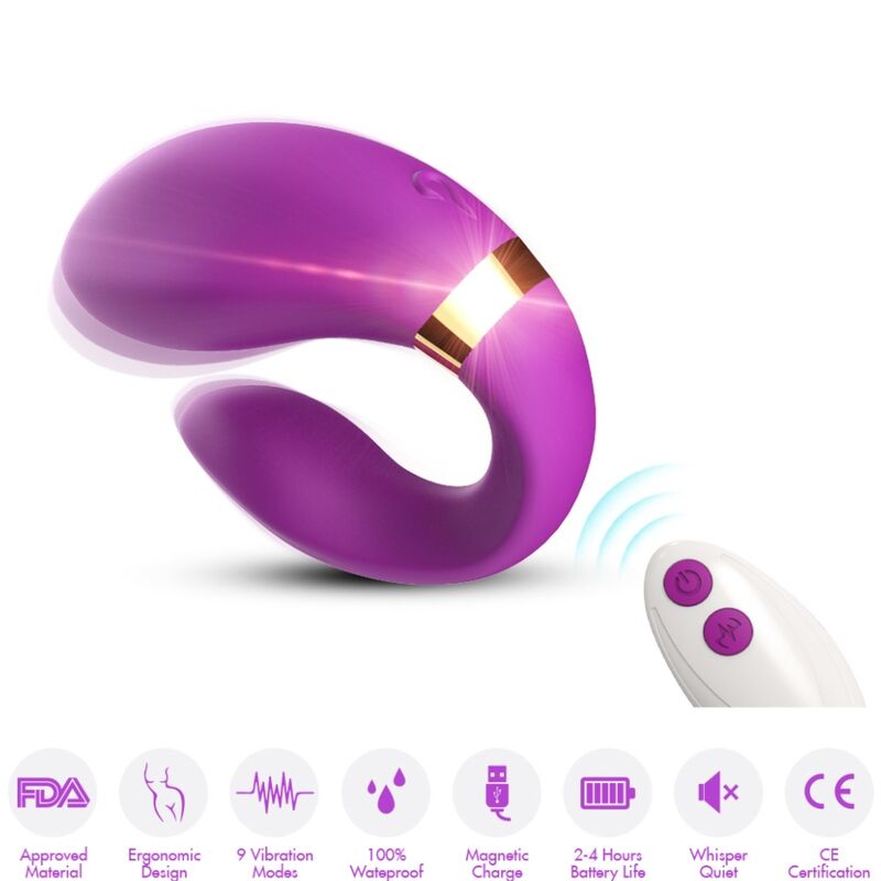 ARMONY Vibrador Crescente para Casais com Controlo Remoto Roxo, mostrando seu design ergonómico e cor vibrante.