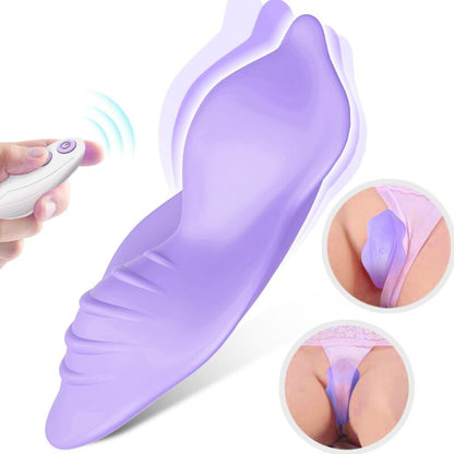 ARMONY Calcinha Vibratória Wearable Whisper com Controle Remoto Roxo, mostrando design ergonômico e material de silicone.