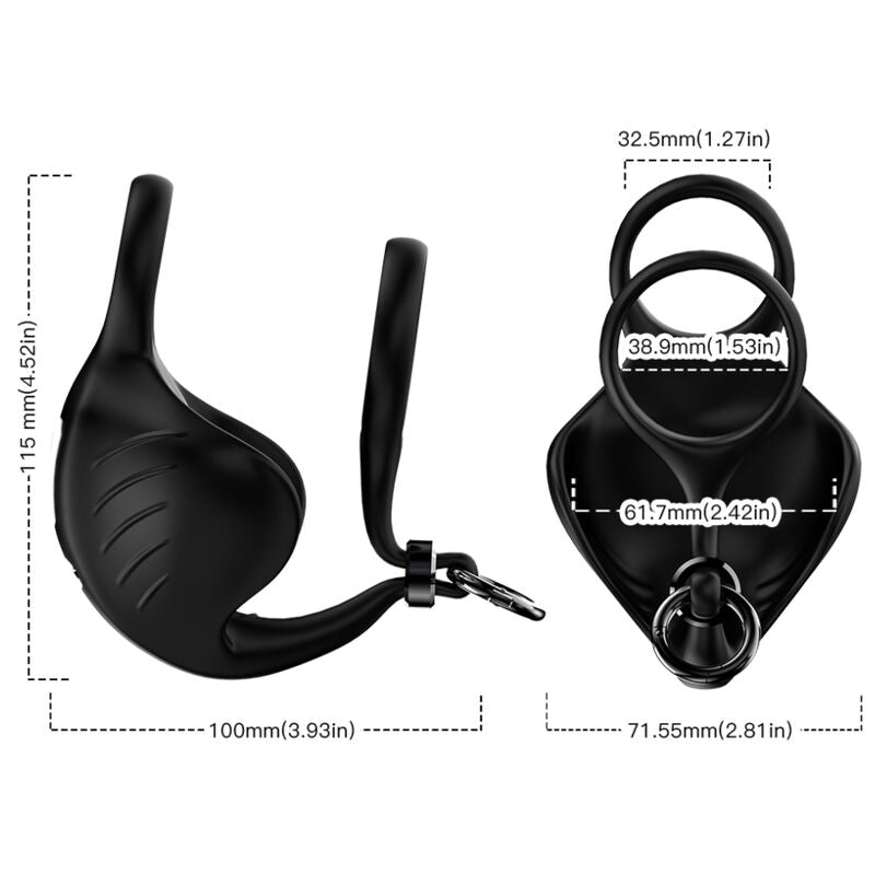 ARMONY Anel Peniano Vibrador com Manta Escrotal, Preto
