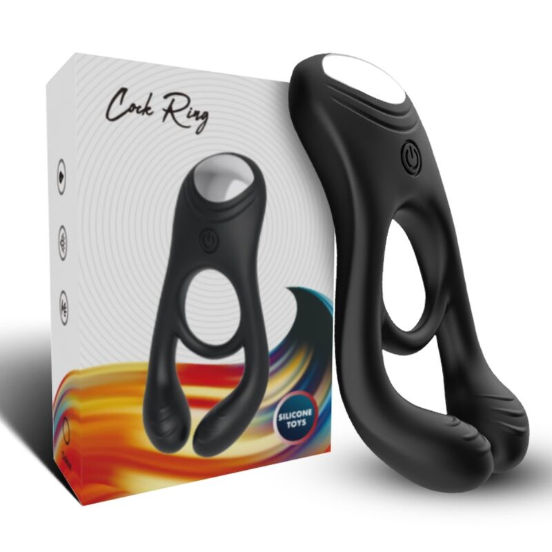ARMONY Anel Vibrador Duplo Veyron para Casais Preto, exibindo o design ergonómico e material de silicone.