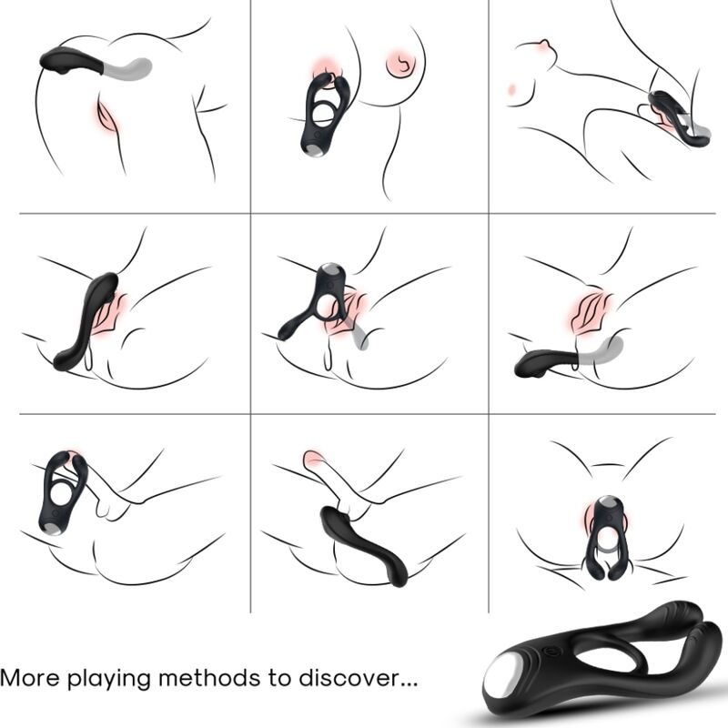 ARMONY Anel Vibrador Duplo Veyron para Casais Preto, exibindo o design ergonómico e material de silicone.