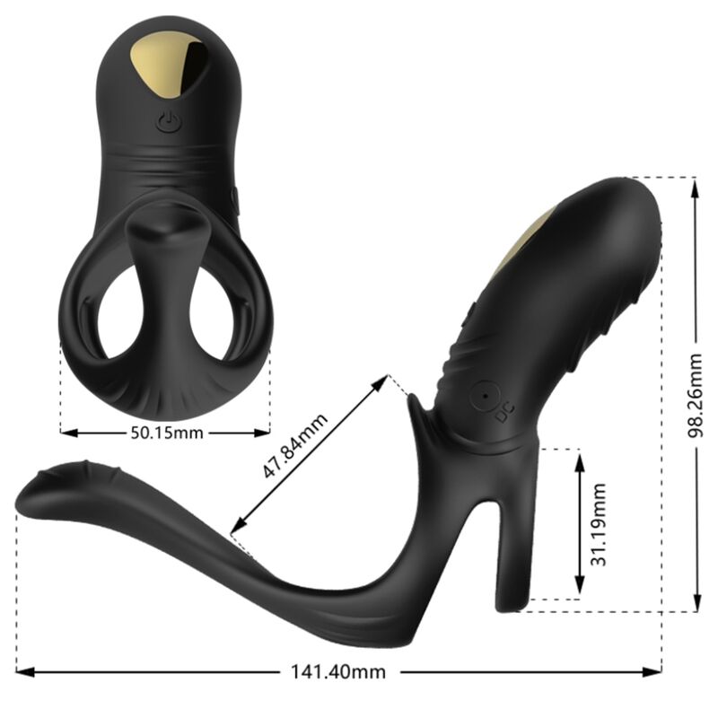 ARMONY Anel Vibrador para Casais e Plug Anal com Controle Remoto Preto, destacando seu design ergonômico e material seguro.