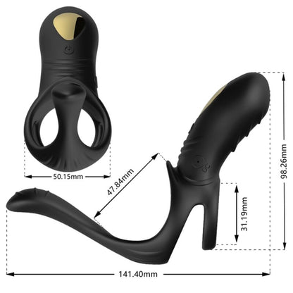 ARMONY Anel Vibrador para Casais e Plug Anal com Controle Remoto Preto, destacando seu design ergonômico e material seguro.