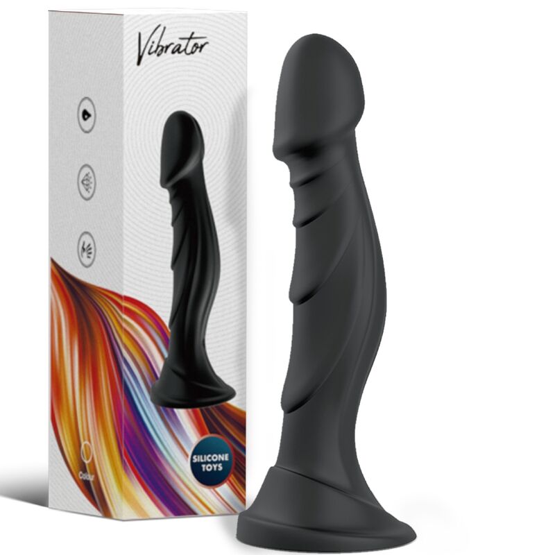 Close-up do ARMONY Vibrador Dildo e Plug Anal Controle Remoto Preto, mostrando seu design ergonômico e material de silicone.