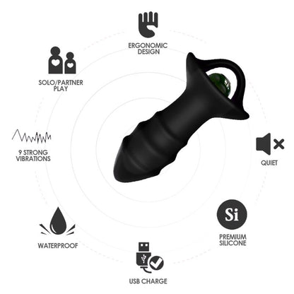 Vibrador de dedo e plug anal ARMONY KYLIN com controle remoto e design ergonómico.