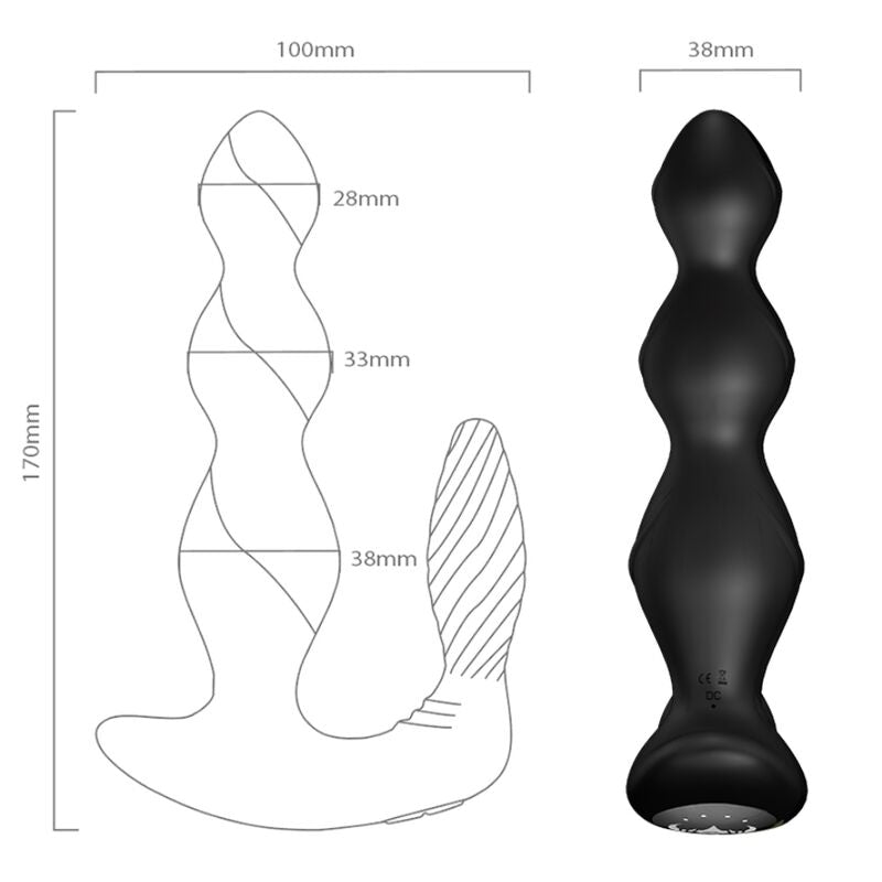 Close-up of the ARMONY Vibrador e Plug Anal MANFUN com Controle Remoto Preto showing its texture and features.