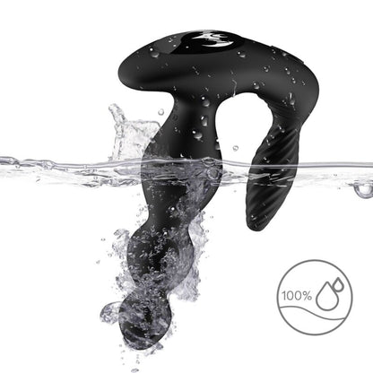 Close-up of the ARMONY Vibrador e Plug Anal MANFUN com Controle Remoto Preto showing its texture and features.