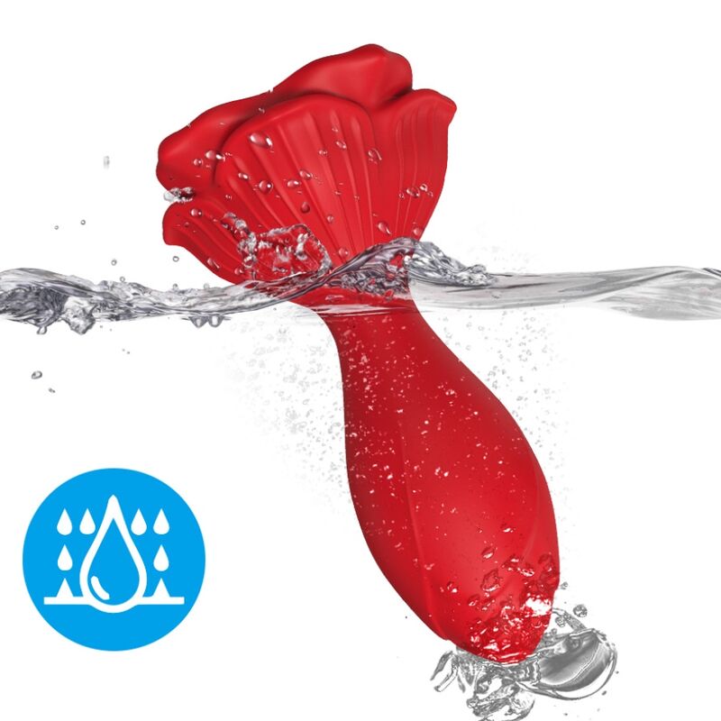 Close-up do Vibrador e Plug Anal ARMONY rosa e vermelho com controle remoto, destacando seu design ergonômico e material de silicone.