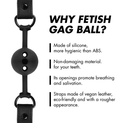 Mordaça de bola de silicone respirável FETISH SUBMISSIVE para bondage.