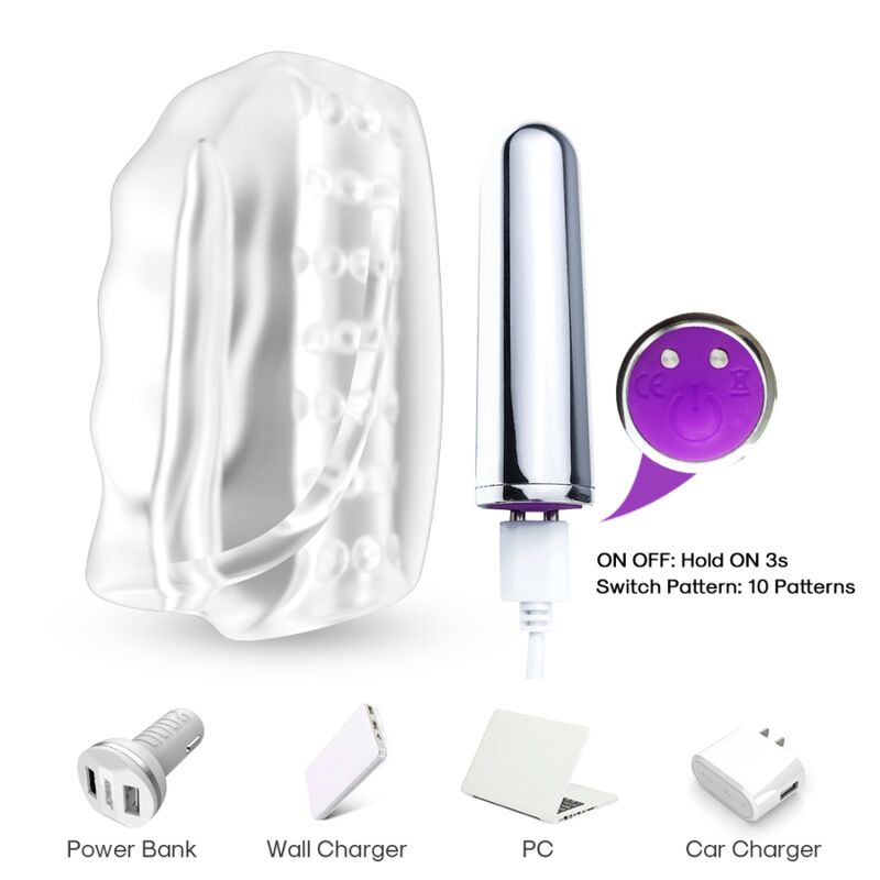 Close-up do ARMONY Master Masturbador e Vibrador Transparente, mostrando sua textura e detalhes de design.
