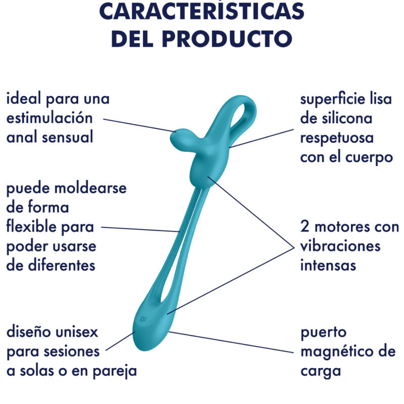 Satisfyer Plug & Play 1 Multivibrador Flexível para Casais, detalhe do design e material de silicone