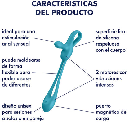 Satisfyer Plug & Play 1 Multivibrador Flexível para Casais, detalhe do design e material de silicone