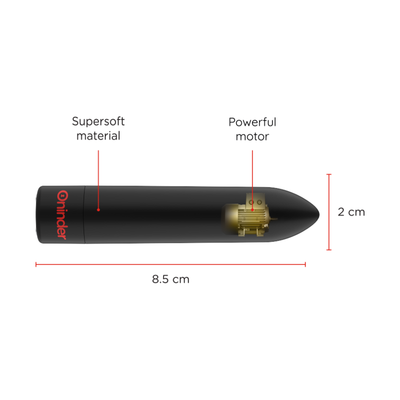 ONINDER Vibrador Bullet Berlin preto com 9 modos de vibração e controlo por aplicativo, detalhe do design compacto.
