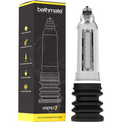 Bomba peniana hidráulica BATHMATE Hydro 7 Hercules Transparente para aumento e desenvolvimento.