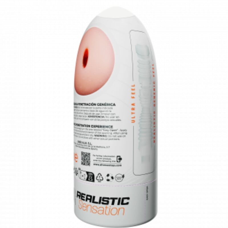 Masturbador Masculino ALIVE Flexível Realista - Tamanho M, em vista detalhada, destacando a textura e o design ergonómico.